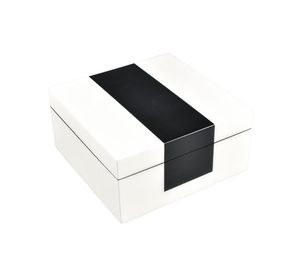 Boîte à bijoux en résine à motif géométrique carré moderne avec couvercle, noir, beige et blanc, à carreaux, pour rangement de vaisselle - Product Image 6