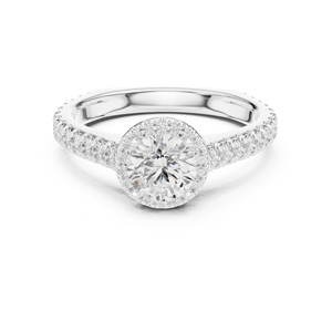 แหวนทองคำ 14K โรสโกลด์ ประดับเพชรทรงกลมเพาะเลี้ยงในห้องปฏิบัติการ ของขวัญวันครบรอบสำหรับผู้หญิง |   เพชรที่เพิ่งเพาะเลี้ยง - Product Image 2