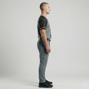 Blank Men's Baseball Uniform Set <b>Slate</b> Gray & Black Raglan Sleeve Jersey with White Piping and Matching Pants - Product Image 3