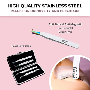 Pinzas de Acero Inoxidable de Primera Calidad para Extensiones de Pestañas, Nuevo Diseño con Punta de Titanio en Venta - Product Image 6