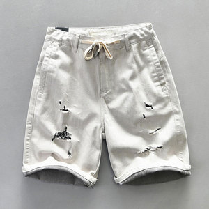 Shorts décontractés pour hommes, effet usé, coupe confortable, tendance streetwear, shorts usés pour hommes - Product Image 6