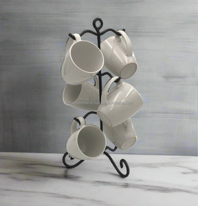 Support à tasses rustique fait main en fer forgé plaqué avec impression numérique, porte-tasses en métal robuste pour la maison et la cuisine - Product Image 1