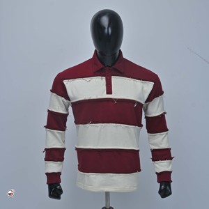 Wholesale Mens Short Sleeve <b>Striped</b> Knitted Breathable Cotton for <b>Shirt</b> Color Blocked Casual Design <b>Red</b> <b>White</b> Pattern Premium - Product Image 1