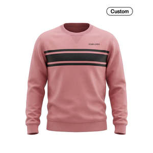 Sweat-shirt à col rond personnalisé à double rayures pour homme - Coupe ample en tissu French Terry lavé - Product Image 5