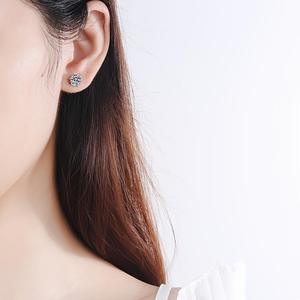 Pendientes de Plata de Ley 925 con Moissanita, Color D, VVS, Chapados en Rodio, Símbolo de Paz, Solitario, Joyería de Regalo para Hombre y Mujer - Product Image 3