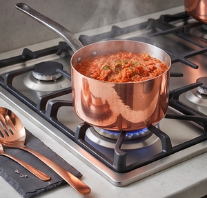Copper Sauce <b>Pan</b> With Stainless Steel Interior <b>And</b> Handle Minimalist Design Handmade For Gas <b>And</b> Induction Stoves Use - Product Image 5