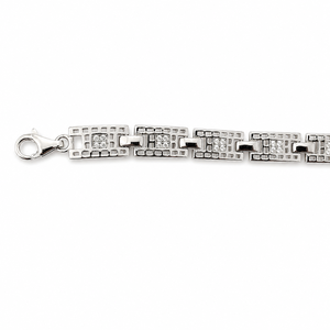 925 Sterling Silver Geometric Link <b>Anklet</b> with Cubic Zirconia High Polish Luxury Chain Style Fine Jewelry for Women Daily Wear P - Product Image 2