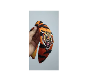Wholesale Handmade Embroidered Tiger <b>Beaded</b> <b>Headband</b> for Women Fashion Hair Accessory Summer Party Casual Wear - Product Image 6