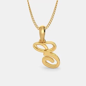 Gold <b>Initial</b> Letter <b>Pendant</b> with Diamond Alphabet E Charm Stylish Personalized Jewelry for Women - Product Image 3