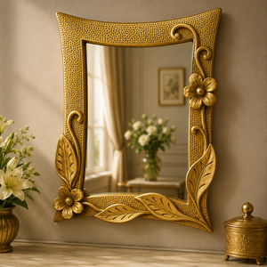 Lunara Crescent Wooden Carving <b>Wall</b> <b>Mirror</b> Handcrafted Decorative Art Premium Accent Elegant Bedroom Living Room Entryway Decor - Product Image 6