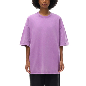 OEM/ODM Customized Print Logo Unisex Drop Shoulder Streetwear Blank Design Short Neck Women <b>T</b> Shirt 100%Cotton Jersey Acid Wash - Product Image 1