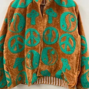 Handcrafted Suzani Velvet Jacket Floral Embroidered Winter <b>Coat</b> Bohemian Ethnic Outerwear Factory Direct Wholesale Price - Product Image 3