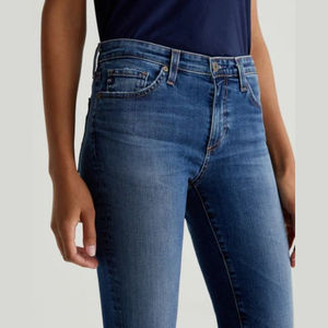 Pantalons en jean bleu classique personnalisés à taille haute pour femmes, jeans droits à taille basse pour l'été, prix de gros - Product Image 3