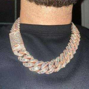 Collar de Cadena Cubana Baguette de Oro Rosa de Lujo con Diamantes de Moissanita VVS, Joyería Hip Hop para Hombre, Unisex, Moderno, para Fiestas - Product Image 2