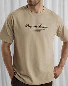 เสื้อยืดผู้ชายทรงโอเวอร์ไซส์ ผ้าฝ้ายถัก 100% พร้อมโลโก้ด้านหน้า - Product Image 3