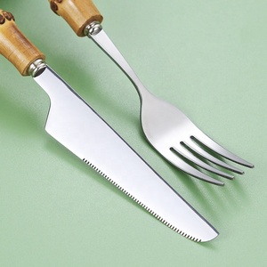 Royal Restaurant Stainless Steel Wholesale Stainless Steel Knife Spoon and Fork Bulk Flatware With Bamboo Handle - Product Image 5
