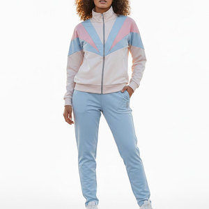 Ensemble de survêtement classique pour femme, fermeture éclair intégrale, vêtements de sport confortables avec tissu lisse pour l'entraînement - Product Image 1