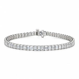 Pulsera de Diamantes Cultivados en Laboratorio con Corte Esmeralda, Diseño Clásico de Eternidad |   Pulsera de Diamantes de Oro Sólido de 9K, 14K y 18K, Joyería Fina - Product Image 1
