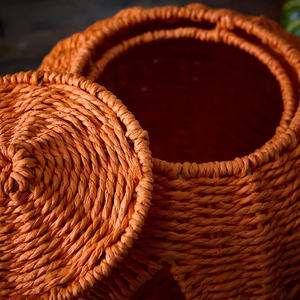 Decoración de Halloween de Calabaza Tejida a Mano de Fibra Natural Sisu Handicraft, Centro de Mesa Rústico de Otoño con Estampado Personalizado para Interiores - Product Image 2