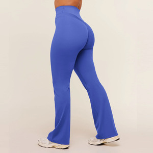 Hot Sell Yoga Leggings Custom Logo High Waisted Scrunched Butt Sports Running Training Gym Yoga <b>Pants</b> <b>Women</b> Flare Legging - Product Image 3