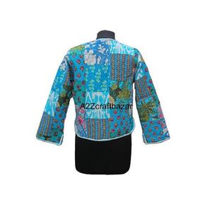 Chaquetas de estilo bohemio hechas a mano, 100% algodón puro, acolchadas Kantha, transpirables, para invierno y otoño, con estampado de bloques. - Product Image 5