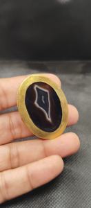 Pendentif en Agate Rayée 100% Naturelle avec Rainures en Laiton, Haute Qualité, pour Macramé et Accessoires de Mode - Vente en Gros - Product Image 5