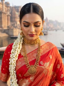 Sari en tissu scintillant Rang Mahal Rosabelle Flora Royale Imperial Bloom Royal Aura pour femme, pour mariage et fête, taille XS - Product Image 4