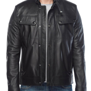 Premium Men's Leather Jacket Black Genuine Leather Casual Winter Outerwear Custom Supplier OEM Service - Product Image 5