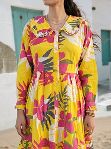 2023 New Arrivals <b>Summer</b> Eco-Friendly Women's Casual <b>Bohemian</b> Floral Long Maxi <b>Dress</b> Tie Dye Gypsy Chic Viscose Crepe Ruffle - Product Image 6