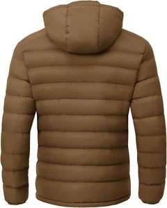 Chaqueta acolchada con capucha para hombre, color marrón, cortavientos, con cierre, para invierno. - Product Image 4