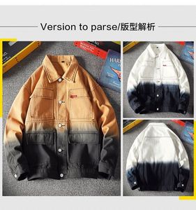 Doger Custom Embossed Men Denim <b>Jacket</b> Red Paint Streetwear Distressed Jean <b>Jackets</b> Men with Rivet and <b>Rhinestone</b> - Product Image 4