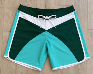 Custom Green White <b>Men</b>’s Surf Board Shorts Quick Dry Swim <b>Trunks</b> Sublimation Printed Beach Water Sports Shorts OEM ODM Supplier - Product Image 6