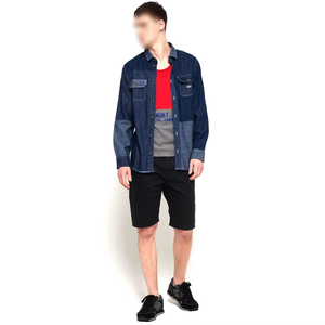 Shorts de Mezclilla Negros para Hombre, Estilo Casual, Cintura Media, Tejido Transpirable de Alta Calidad, Logotipo Personalizado - Product Image 6