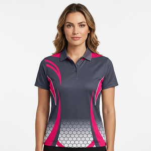 <b>Men's</b> Short Sleeve Polo Shirt Geometric Print Pink Gray Quick Dry Knitted Polyester Sporty Regular Fit - Product Image 5