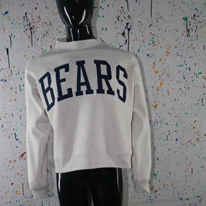 BEARS WHITE <b>Mock</b> <b>Neck</b> Sweatshirt 100% BLACK Applique Embroidery wide <b>neck</b> Sweatshirt Finer Threads - Product Image 1