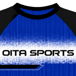 Maillot de sport bleu roi et noir à manches courtes raglan, col rond, respirant, pour entraînement et uniforme d'équipe - Product Image 5