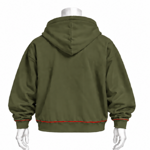 Sweat-shirt à capuche vert olive Indus brodé, motif floral, poche kangourou, coupe oversize, style streetwear décontracté, hiver - Product Image 2