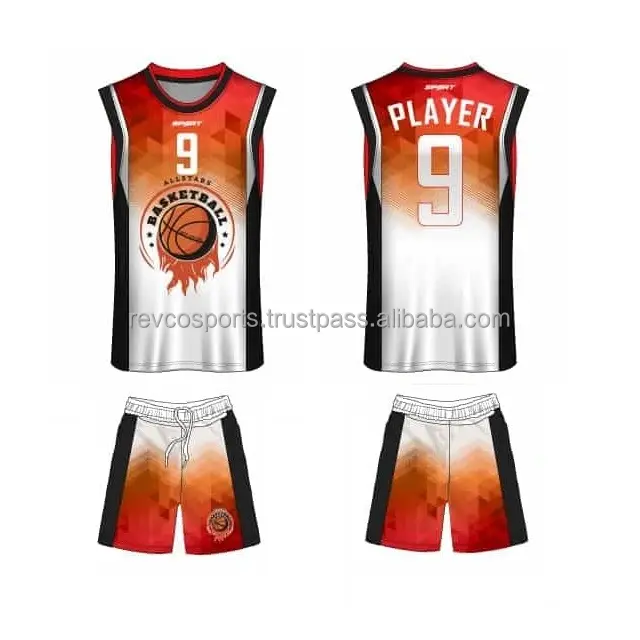 Бело-оранжевая баскетбольная форма с круглым вырезом, командные комплекты, Молодежная дышащая баскетбольная форма, дешевая баскетбольная форма