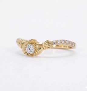 Anillo de Diamante de Laboratorio HPHT de Platino 950 E VS1, Anillo de Corona con Dos Manos Sosteniendo un Corazón, 0.22CT, Anillo de Compromiso Claddagh, Anillo de Promesa de Boda - Product Image 4