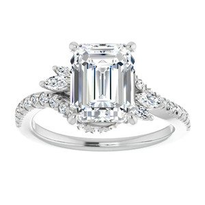 Anillo elegante de oro macizo de 18k con diamante de corte esmeralda cultivado en laboratorio, anillo de compromiso para mujeres y niñas, ideal para usar en bodas y fiestas. - Product Image 1