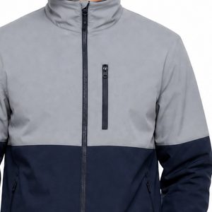 Veste Softshell Homme Premium Bicolore Gris Clair en Haut Bleu Marine en Bas Résistante à l'Eau - Product Image 3