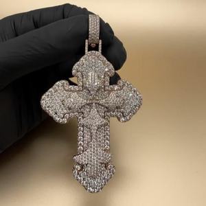 Pendentif croix en diamant Moissanite VVS, pendentif en argent 925, pendentif Hip Hop, pendentif religieux, bijoux chrétiens pour cadeaux - Product Image 4