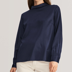 Luxury Style Pure Silk <b>Satin</b> Shirt Silk <b>Blouse</b> Women's Long Sleeve 100% Mulberry Silk Shirt - Product Image 6