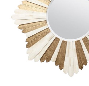 Miroir décoratif mural artisanal de qualité commerciale, effet éclatant, coquille irisée, or, art nacre. - Product Image 4