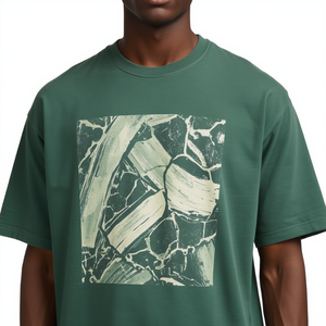 Best Selling Men's Forest Green Plain Dyed Heavyweight Oversized T-Shirt 100% Cotton Satin Casual Wear - Product Image 4