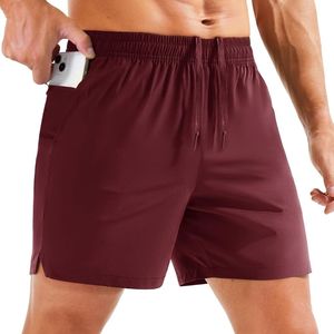 Custom Cranberry <b>Red</b> Solid Gym <b>Shorts</b> Four Way Stretch Microfiber Ventilated Lateral Hem Elastic Drawstring Jogging <b>Shorts</b> - Product Image 1