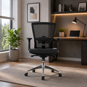 Chaise de bureau moderne de style malaisien, chaise de direction avec siège en maille, accoudoirs pivotants réglables, support lombaire, réglage de la hauteur électrique - Product Image 1