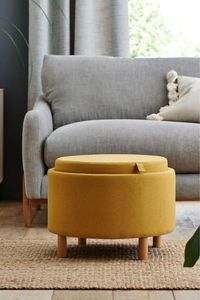 Modern Round Wooden Ottoman Stool with Soft Padded Seat Luxury <b>Footrest</b> Bench for Bedroom Living Room - Product Image 6
