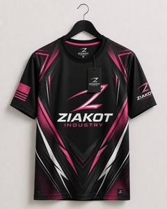 ZIAKOT industry Nouveau design T-shirt de performance Esports 3D personnalisé pour homme Noir Rose vif-Blanc - Product Image 1