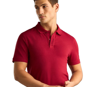 Men's Short Sleeve Solid Color Knitted <b>Polo</b> <b>Shirt</b> Regular Fit Casual <b>Red</b> - Product Image 2